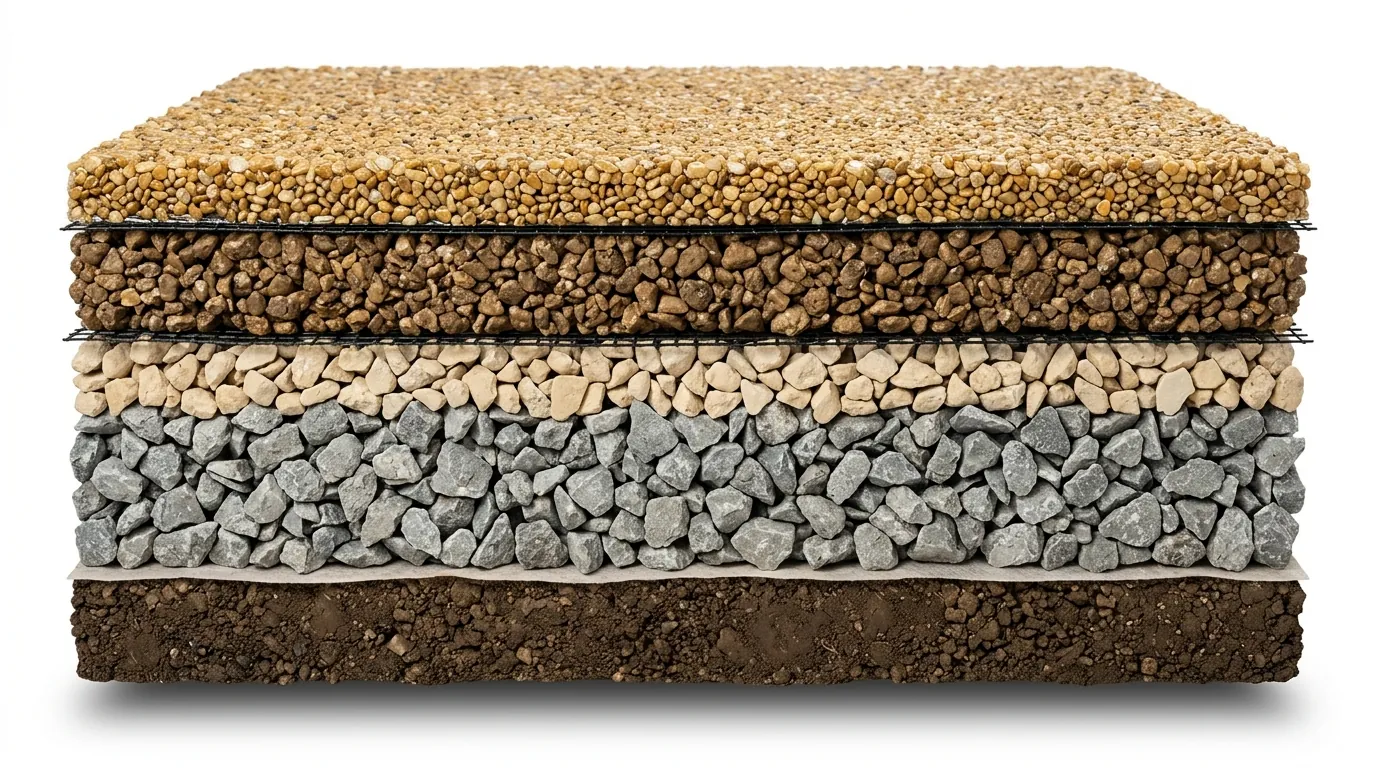 Structura sistemului Resin Bound, strat cu strat